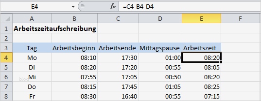 Excel Rechnung mit Uhrzeit