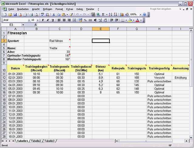 Excel Vorlage Trainings Planer Download CHIP