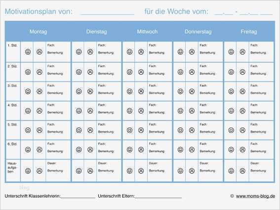 Motivationsplan für Schüler m Schulproblemen