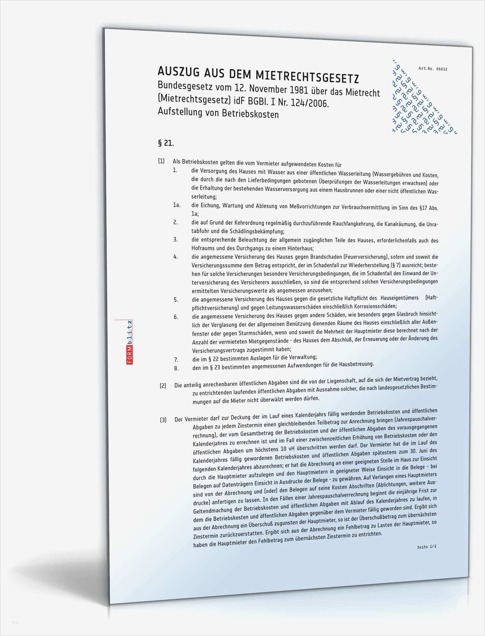 Auszug aus dem Mietrechtsgesetz Muster Vorlage zum Download