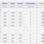 überstunden Aufschreiben Vorlage Gut Numbers Vorlage Zeiterfassung Arbeitszeit 2018