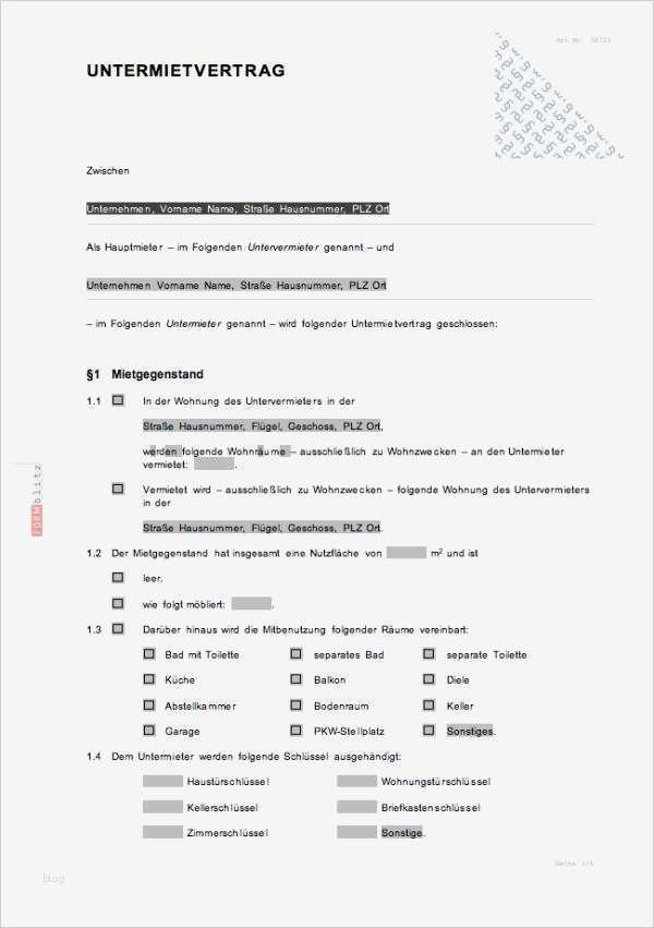 Untermietvertrag Muster Vorlage zum Download