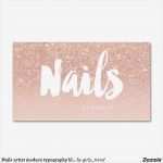 Visitenkarten Nagelstudio Vorlagen Luxus Nails Artist Modern Typography Blush Rose Gold Business