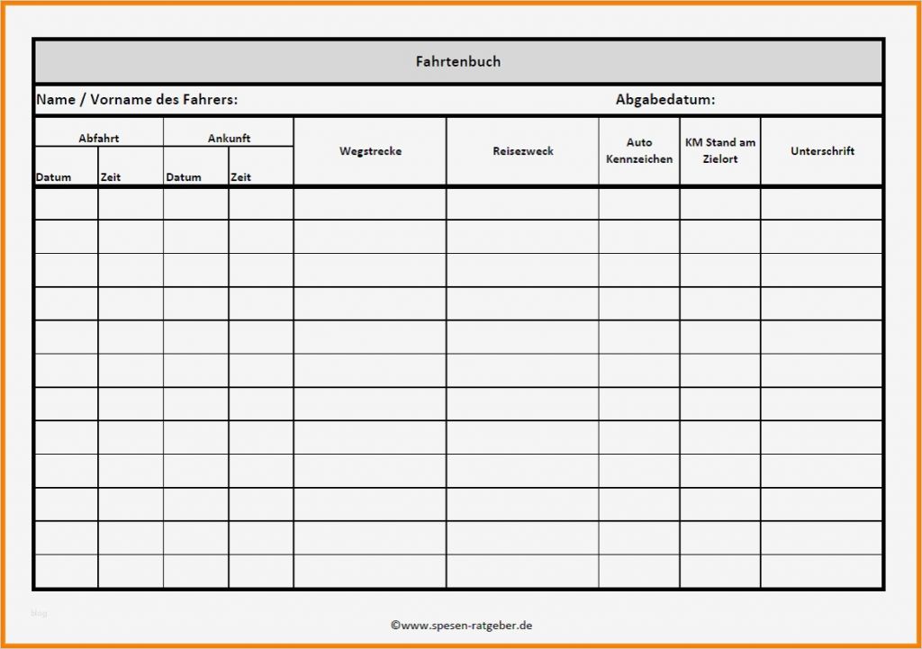 Vorlage Fahrtenbuch Excel Cool 11 Fahrtenbuch Vorlage Pdf Kostenlos