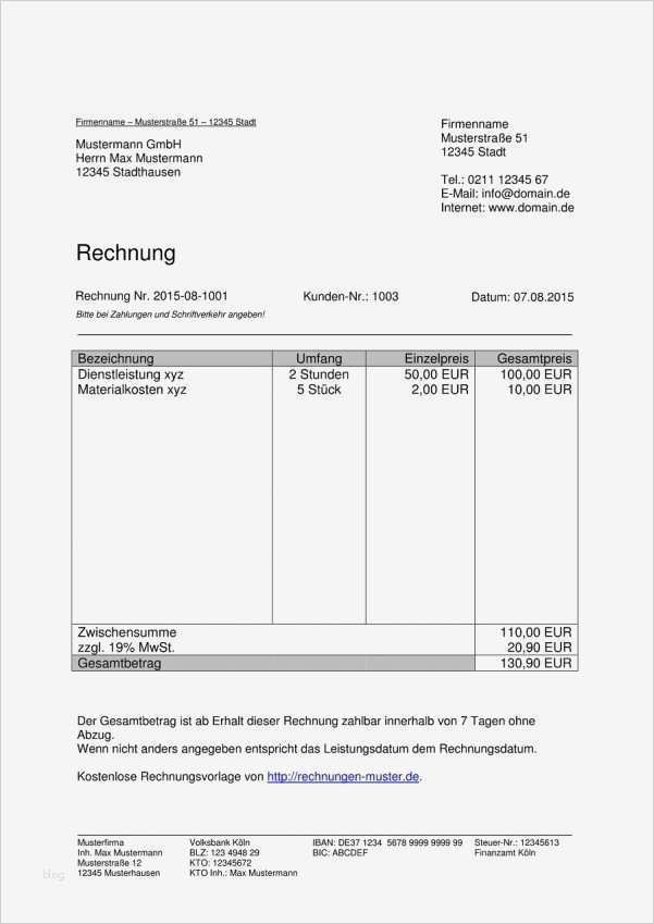 Rechnung Kostenlos Rechnung Kostenlos Rechnungsvorlag