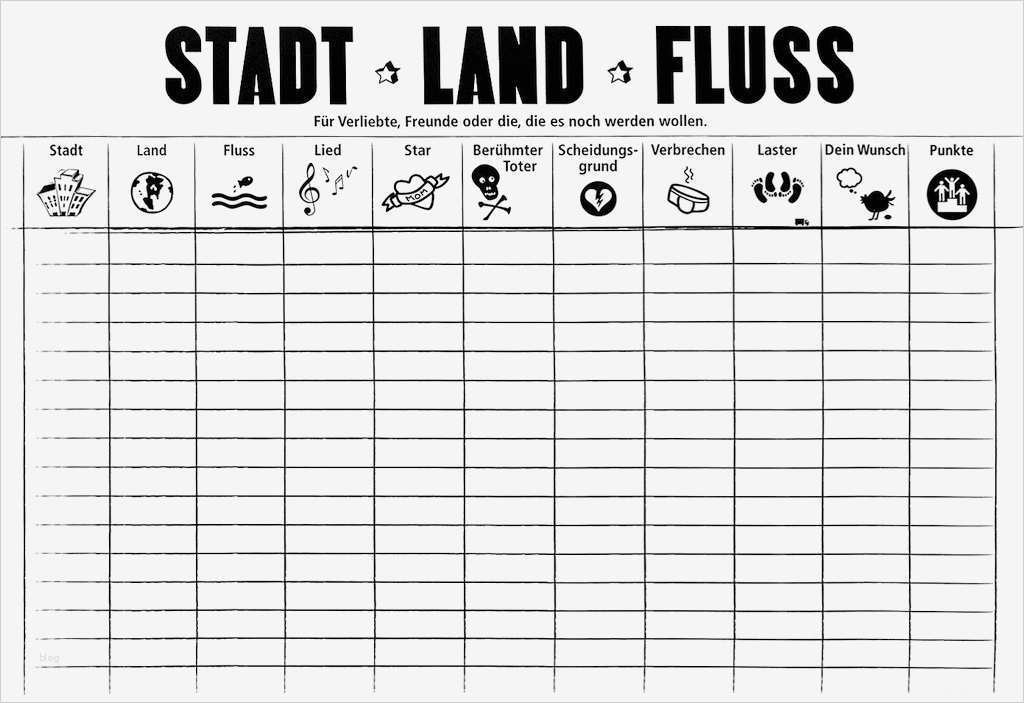 Vorlage Stadt Land Fluss Lustig Gut Papiertischset Stadt Land Fluss