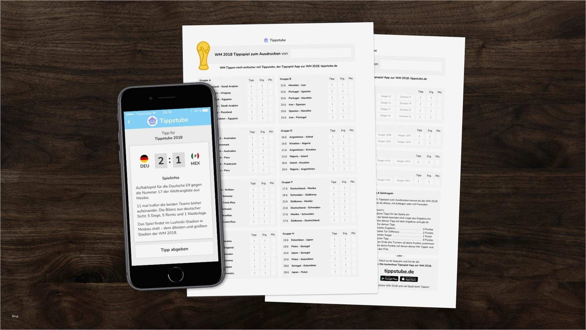 WM 2018 Tippspiel zum Ausdrucken und als PDF Download