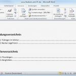 Word Vorlage Erstellen 2010 Angenehm Abbildungs Tabellenverzeichnis Automatisch Erstellen Mit